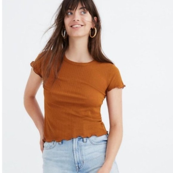Madewell Ribbed Tee - Rust - Picture 1 of 3
